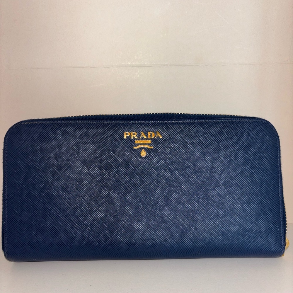 Prada Navy Saffiano Leather Wallet